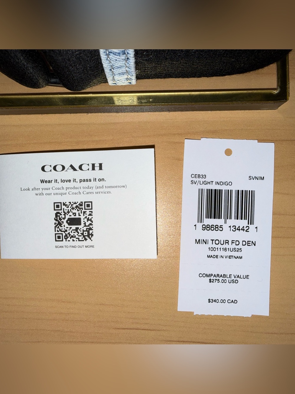 Coach Outlet Mini Tour Tote Bag In Loved Denim with charms - Picture 11 of 15